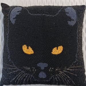 Black and Yellow Cat Pillow
